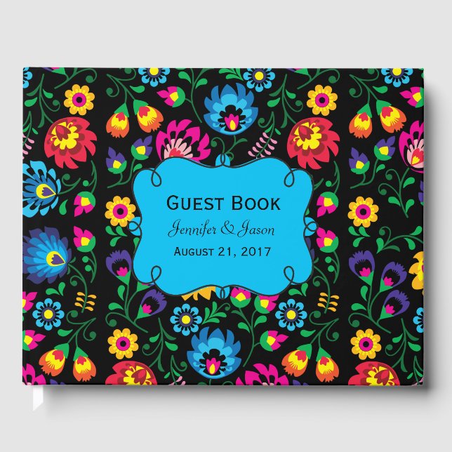 Colorful Floral Wedding Guest Book (Front)