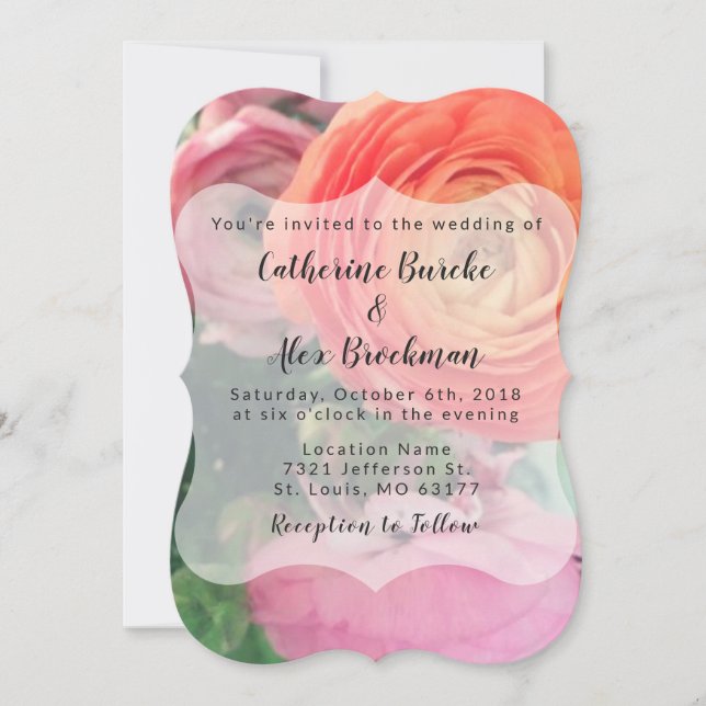 Colorful Floral Wedding Invitation (Front)