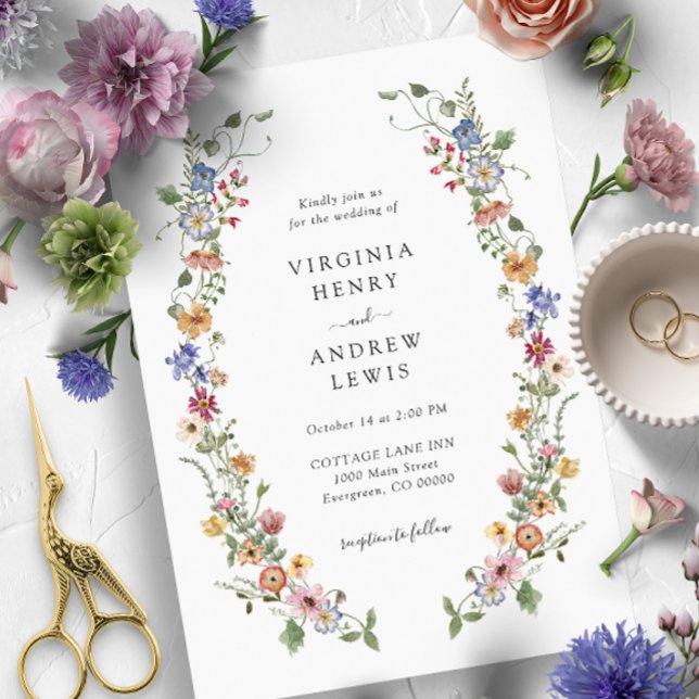Colorful Floral Wedding Invitation (Colorful Wildflower Wedding Invitations Painted Paperie
)