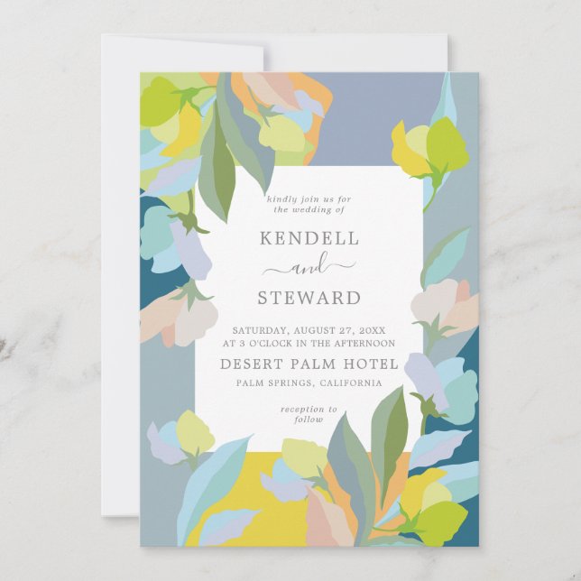 Colorful Floral Wedding Invitation (Front)