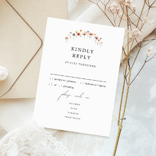 Colorful Floral Wedding Menu RSVP Response Card
