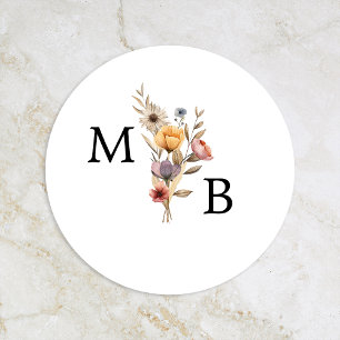 Colorful Floral Wedding Monogram Envelope Seal