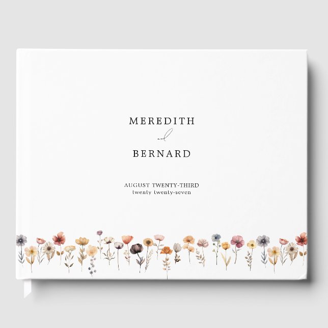 Colorful Floral Wedding Monogram Guest Book (Front)