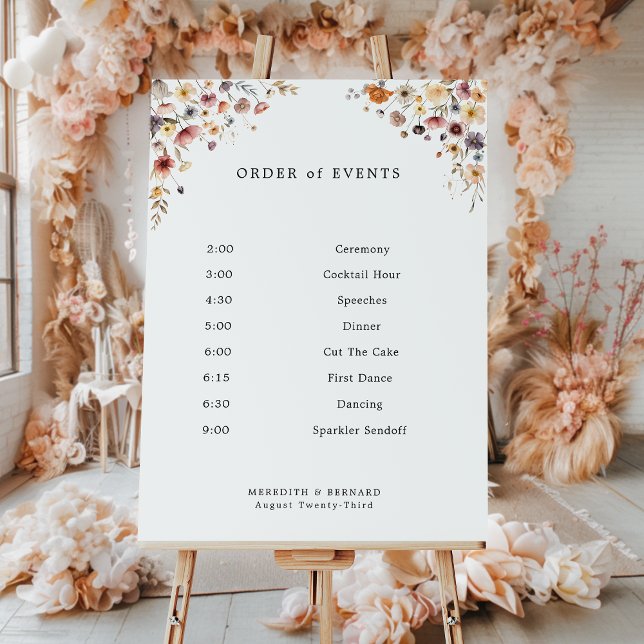 Colorful Floral Wedding Order of Events Sign (Creator Uploaded)
