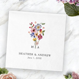 Colorful Floral Wedding Paper Napkin