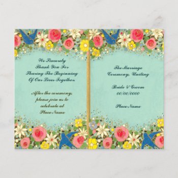 Colorful Floral Wedding Program by Boopoobeedoogift at Zazzle
