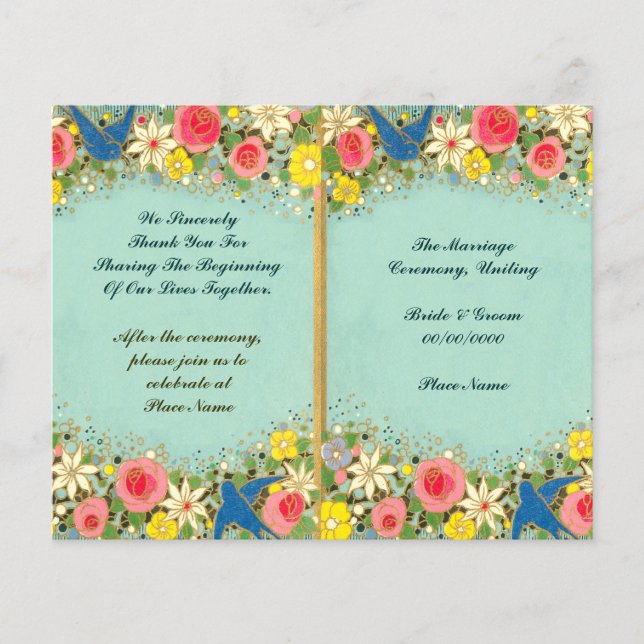 colorful floral wedding program (Front)
