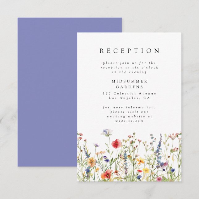 Colorful Floral Wedding Reception Enclosure Card (Front/Back)