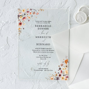 Colorful Floral Wedding Rehearsal Dinner Acrylic Invitations