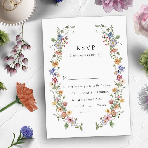 Colorful Floral Wedding RSVP Card