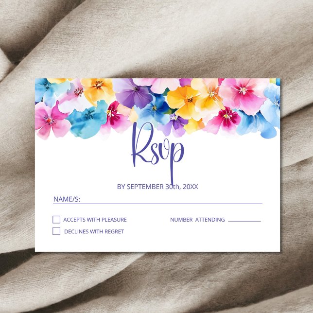 Colorful Floral Wedding RSVP Card (Creator Uploaded)