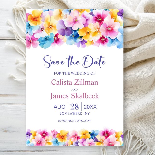 Colorful Floral Wedding Save the Date Invitation (Creator Uploaded)