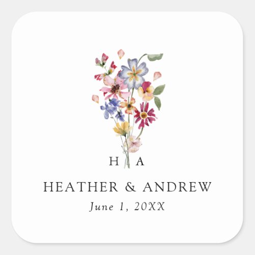 Colorful Floral Wedding Sticker