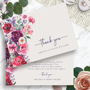 Colorful Floral Wedding Thank You Card