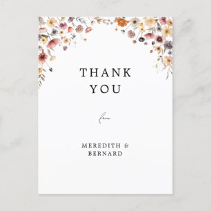 Colorful Floral Wedding Thank You Postcard