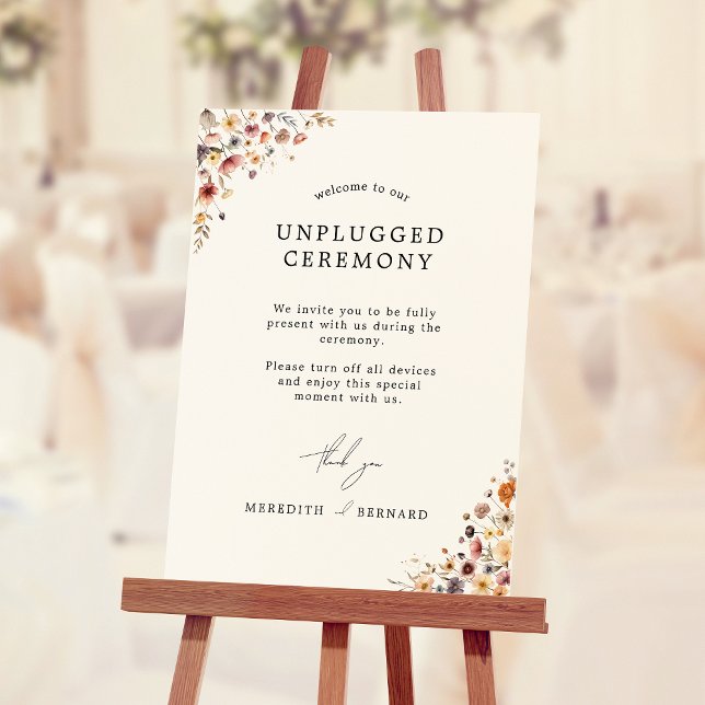 Colorful Floral Wedding Unplugged Ceremony Sign (Creator Uploaded)