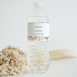 Colorful Floral Wedding  Water Bottle Label