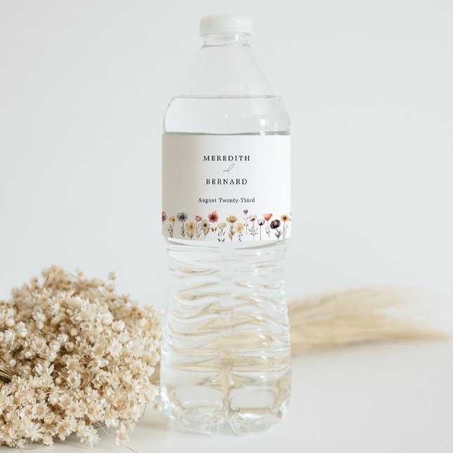 Colorful Floral Wedding  Water Bottle Label (Creator Uploaded)