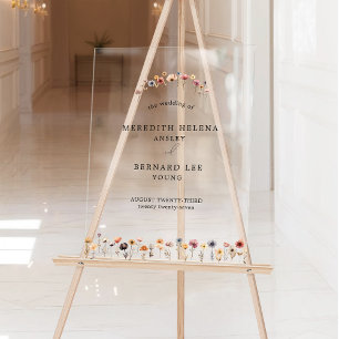 Colorful Floral Wedding Welcome Acrylic Sign