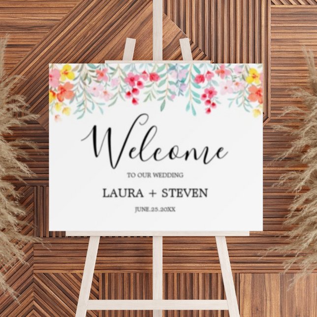 colorful floral Wedding Welcome sign (Creator Uploaded)