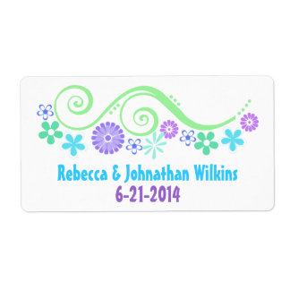 Colorful Floral Wedding Wine Favor Label