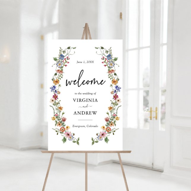 Colorful Floral Welcome Wedding Foam Board (Colorful Watercolor Floral Welcome Wedding Sign Foam Board by Painted Paperie
)