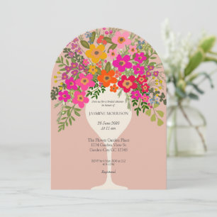 Colorful Floral Wine Glass Bridal Shower Invitation