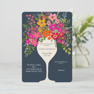 Colorful Floral Wine Glass Bridal Shower Invitation