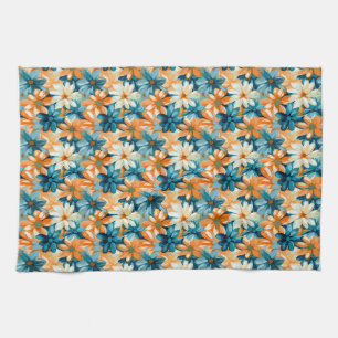 Colorful Floral With Blue, Orange, and Yellow Flow Kitchen Towel