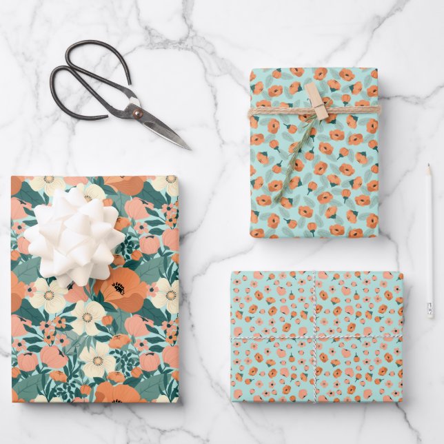 Colorful Floral Wrapping Paper Sheets (Front)