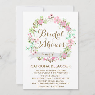 Colorful Floral Wreath Bridal Shower Invitation