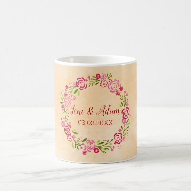 Colorful Floral Wreath Coffee Mug (Center)