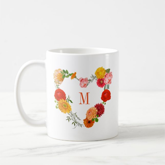 Colorful Floral Wreath Coffee Mug (Left)