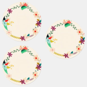Colorful Floral Wreath Cute Waterproof Country Labels