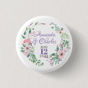 Colorful Floral Wreath Frame Button