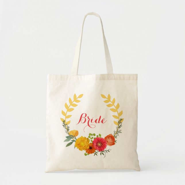 Colorful Floral Wreath Tote Bag (Front)
