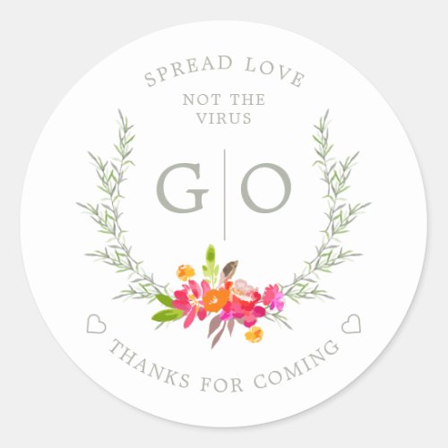 Colorful Floral Wreath Wedding Sanitizer Hands Classic Round Sticker