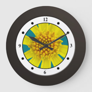 Colorful Floral Yellow Wildflower Modern Digits Large Clock