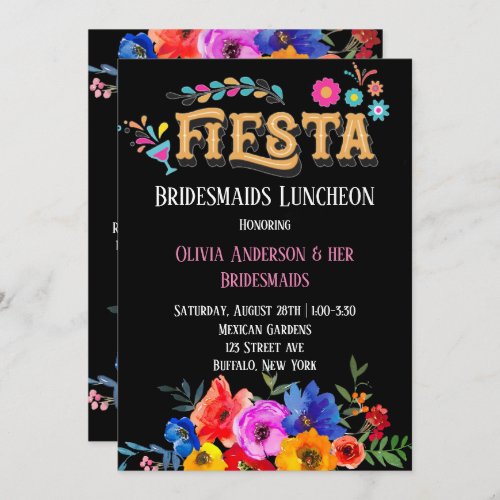 Colorful Florals Fiesta Bridesmaids Luncheon  Invitation