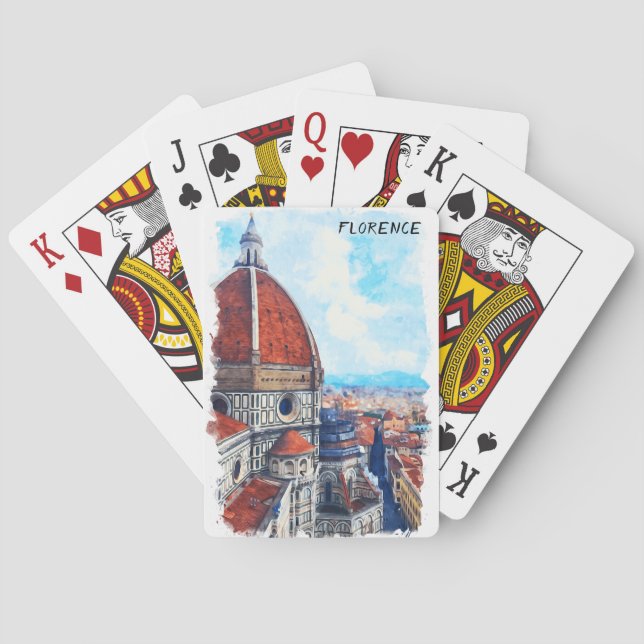 Colorful Florence Italy Duomo Cathedral Poker Cards (Back)