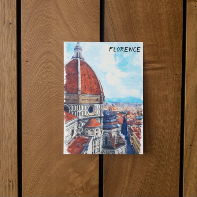 Colorful Florence Italy Duomo Cathedral Postcard (florence duomo watercolor postcard)