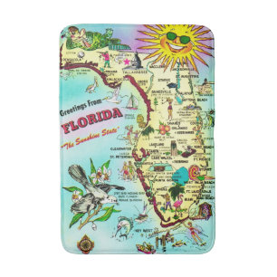 Colorful Florida Greetings  Bath Mat