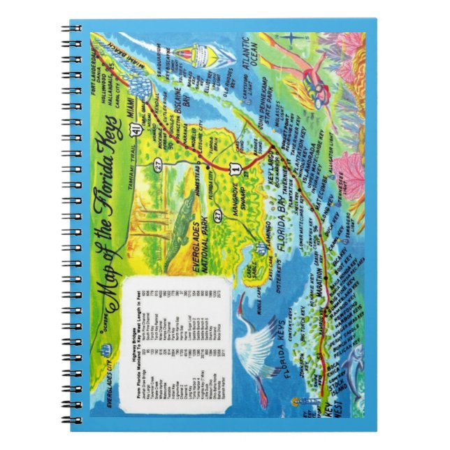 Colorful Florida Keys Map Notebook (Front)