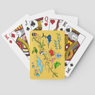 Colorful Florida Keys Map Playing Cards