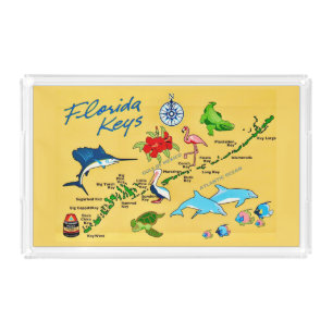 Colorful Florida Keys Map Tray