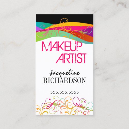 Colorful Makeup Artist Business Cards