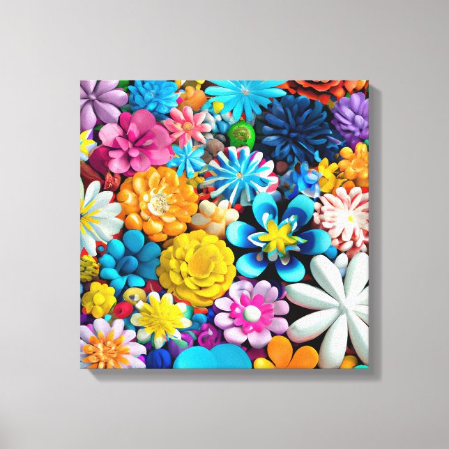 Colorful Flower Abstract Floral Modern Canvas Print (Front)