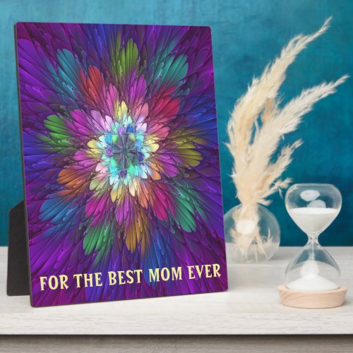 Colorful Flower Abstract Fractal Art Best Mom Plaque