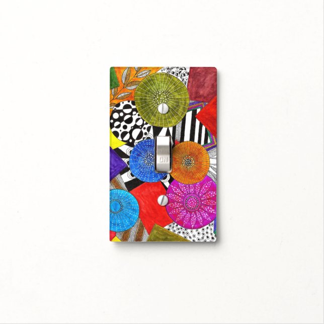 Colorful Flower Abstract Light Switch Cover (In Situ)