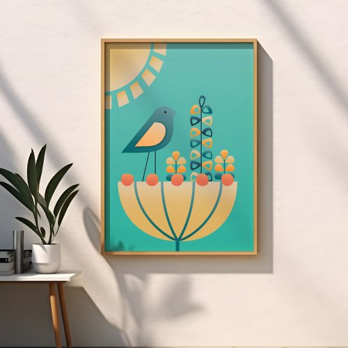 Colorful Flower and Bird Kids  Poster